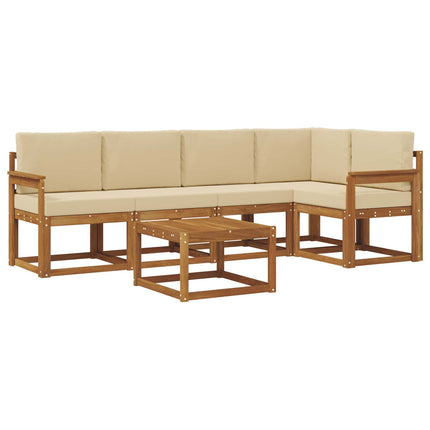 Utomhussoffset med kudde 6 pcs Naturlig och Beige