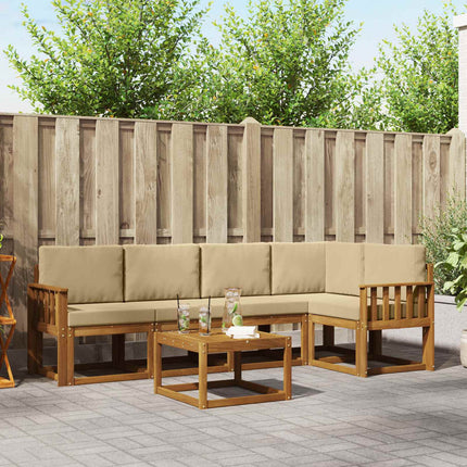 Utomhussoffset med kudde 6 pcs Naturlig och Beige