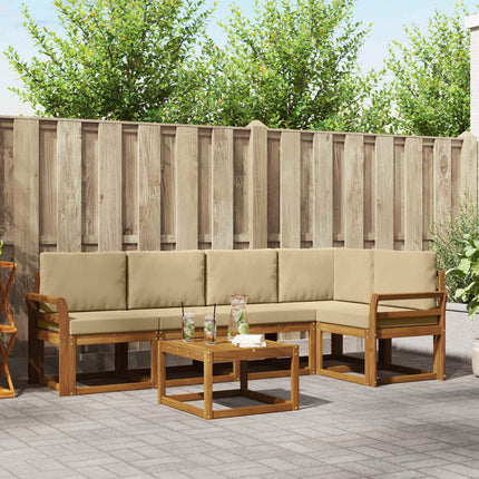Utomhussoffset med kudde 6 pcs Naturlig och Beige
