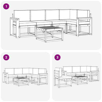 Utomhussoffset med kudde 6 pcs Naturlig och Grädde