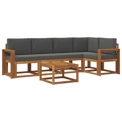 Utomhussoffset med kudde 6 pcs Naturlig och Antracit