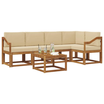 Utomhussoffset med kudde 6 pcs Naturlig och Beige