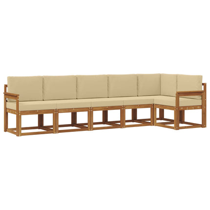 Utomhussoffset med kudde 6 pcs Naturlig och Beige