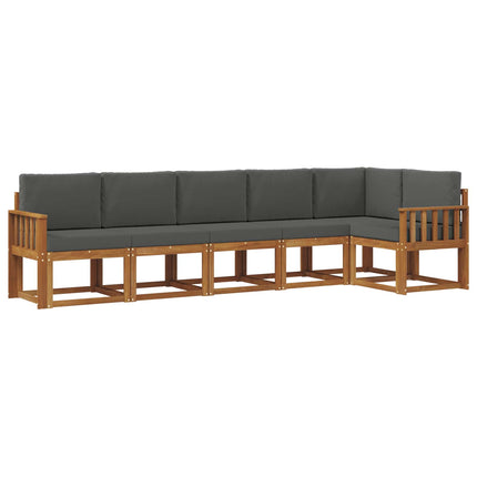 Utomhussoffset med kudde 6 pcs Naturlig och Antracit