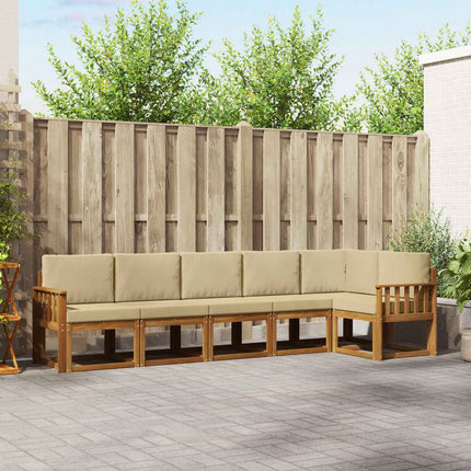 Utomhussoffset med kudde 6 pcs Naturlig och Beige