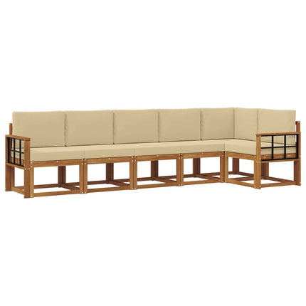 Utomhussoffset med kudde 6 pcs Naturlig och Beige