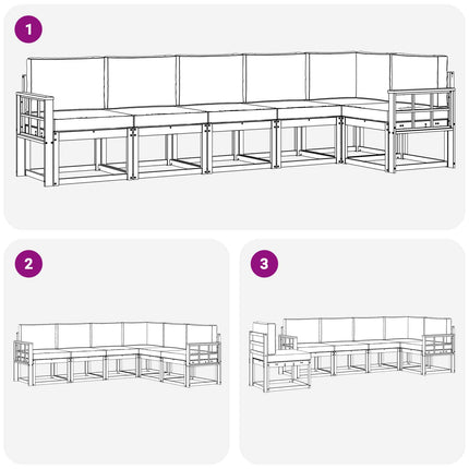 Utomhussoffset med kudde 6 pcs Naturlig och Beige