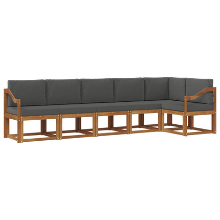 Utomhussoffset med kudde 6 pcs Naturlig och Antracit