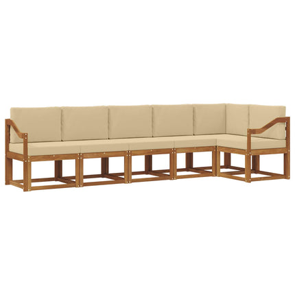 Utomhussoffset med kudde 6 pcs Naturlig och Beige
