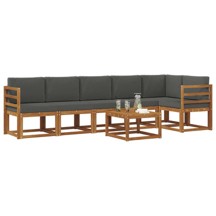 Utomhussoffset med kudde 7 pcs Naturlig och Antracit