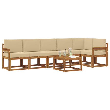 Utomhussoffset med kudde 7 pcs Naturlig och Beige
