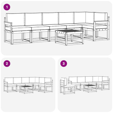 Utomhussoffset med kudde 7 pcs Naturlig och Beige