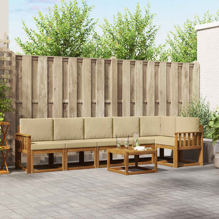 Utomhussoffset med kudde 7 pcs Naturlig och Beige