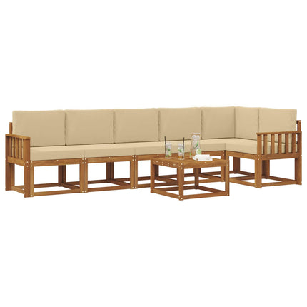 Utomhussoffset med kudde 7 pcs Naturlig och Beige