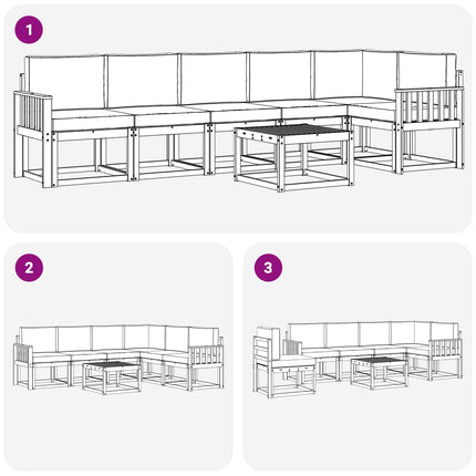 Utomhussoffset med kudde 7 pcs Naturlig och Beige