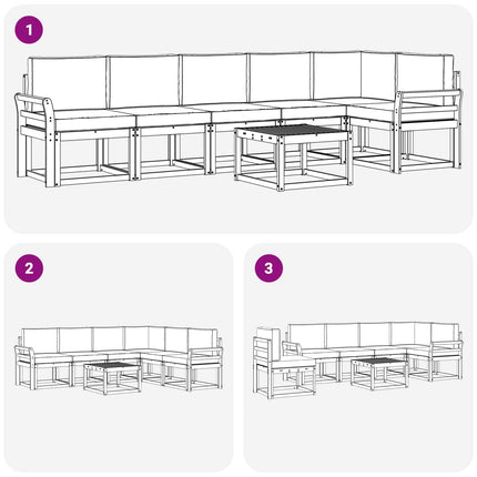 Utomhussoffset med kudde 7 pcs Naturlig och Grädde
