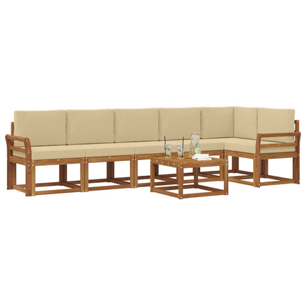Utomhussoffset med kudde 7 pcs Naturlig och Beige
