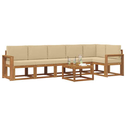 Utomhussoffset med kudde 7 pcs Naturlig och Beige