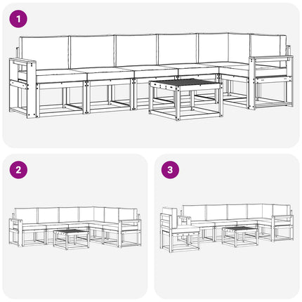 Utomhussoffset med kudde 7 pcs Naturlig och Beige