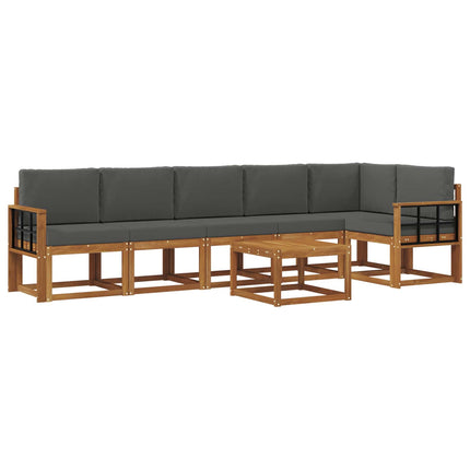 Utomhussoffset med kudde 7 pcs Naturlig och Antracit