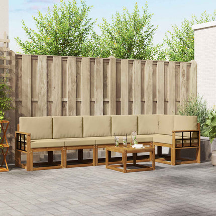 Utomhussoffset med kudde 7 pcs Naturlig och Beige