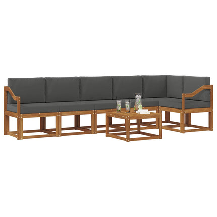 Utomhussoffset med kudde 7 pcs Naturlig och Antracit