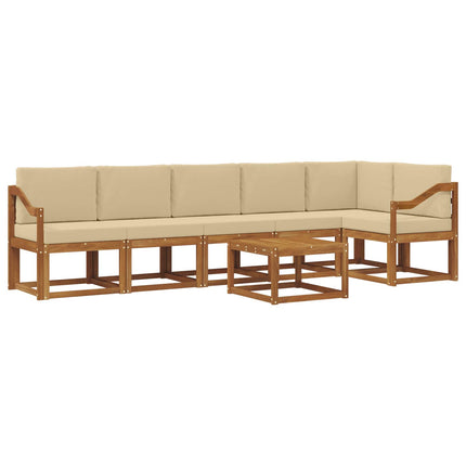Utomhussoffset med kudde 7 pcs Naturlig och Beige