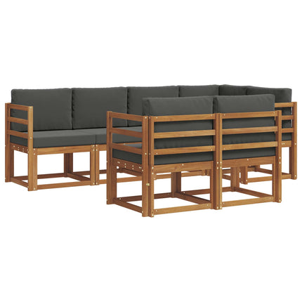 Utomhussoffset med kudde 7 pcs Naturlig och Antracit
