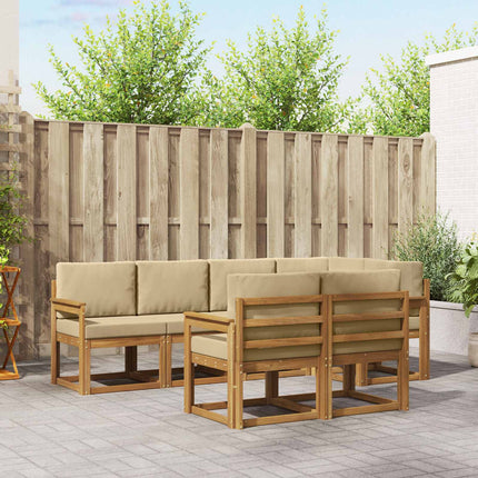 Utomhussoffset med kudde 7 pcs Naturlig och Beige