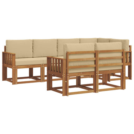 Utomhussoffset med kudde 7 pcs Naturlig och Beige