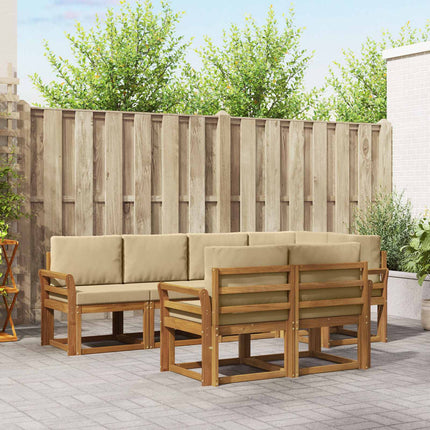 Utomhussoffset med kudde 7 pcs Naturlig och Beige