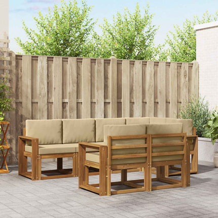 Utomhussoffset med kudde 7 pcs Naturlig och Beige