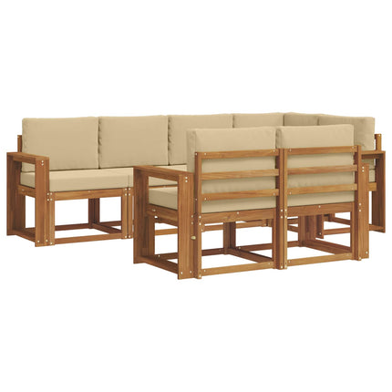 Utomhussoffset med kudde 7 pcs Naturlig och Beige