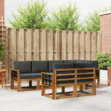 Utomhussoffset med kudde 7 pcs Naturlig och Antracit
