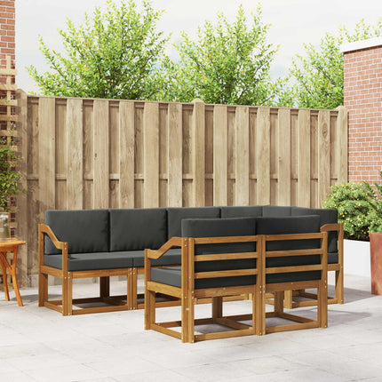 Utomhussoffset med kudde 7 pcs Naturlig och Antracit