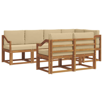 Utomhussoffset med kudde 7 pcs Naturlig och Beige