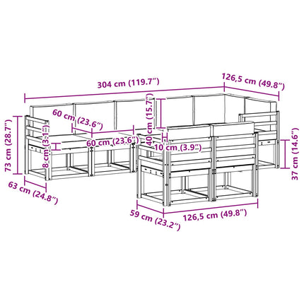 Utomhussoffset med kudde 8 pcs Naturlig och Ljus Grå