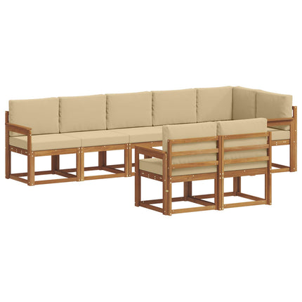 Utomhussoffset med kudde 8 pcs Naturlig och Beige
