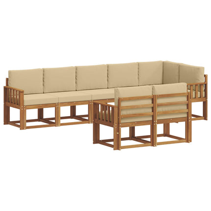 Utomhussoffset med kudde 8 pcs Naturlig och Beige