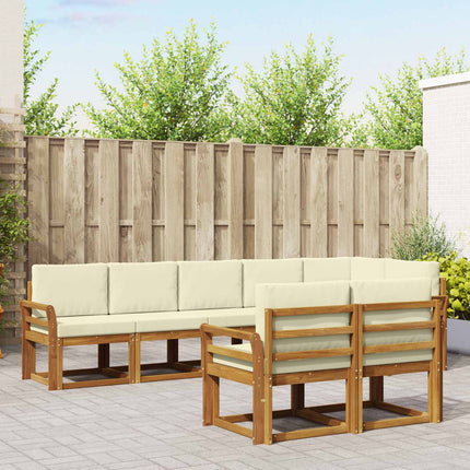 Utomhussoffset med kudde 8 pcs Naturlig och Grädde