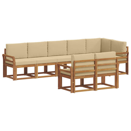 Utomhussoffset med kudde 8 pcs Naturlig och Beige
