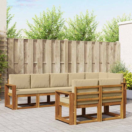 Utomhussoffset med kudde 8 pcs Naturlig och Beige