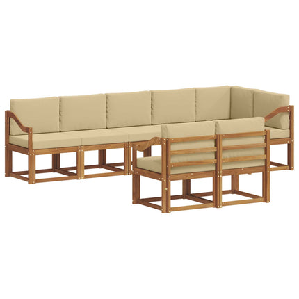 Utomhussoffset med kudde 8 pcs Naturlig och Beige