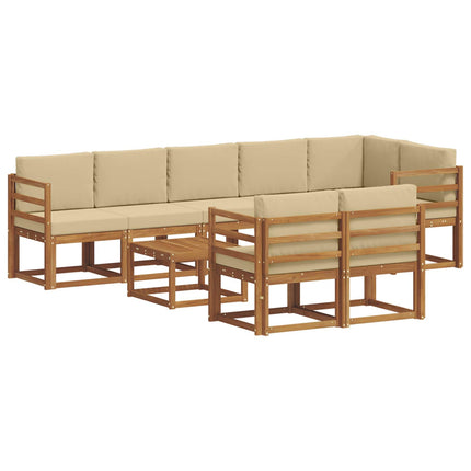 Utomhussoffset med kudde 9 pcs Naturlig och Beige