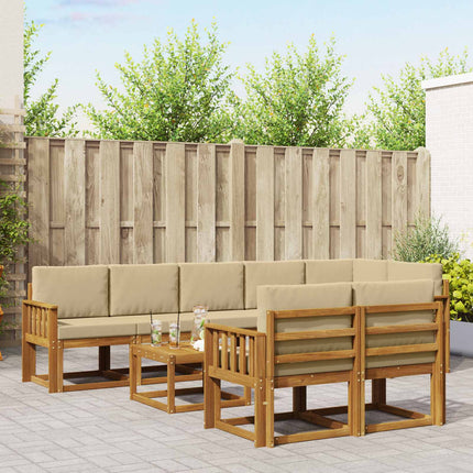 Utomhussoffset med kudde 9 pcs Naturlig och Beige