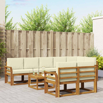Utomhussoffset med kudde 9 pcs Naturlig och Grädde