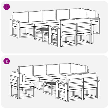 Utomhussoffset med kudde 9 pcs Naturlig och Antracit