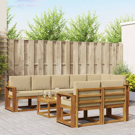 Utomhussoffset med kudde 9 pcs Naturlig och Beige