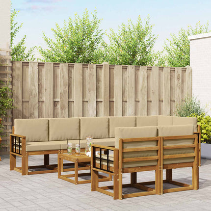 Utomhussoffset med kudde 9 pcs Naturlig och Beige