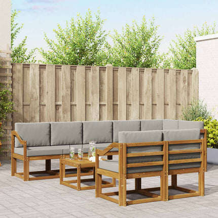 Utomhussoffset med kudde 9 pcs Naturlig och Ljus Grå